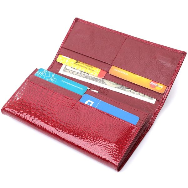 Гаманець для жінок із натуральної лакованої шкіри ST Leather 22680 червоний