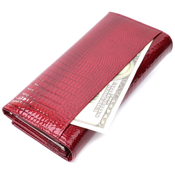 Гаманець для жінок із натуральної лакованої шкіри ST Leather 22680 червоний
