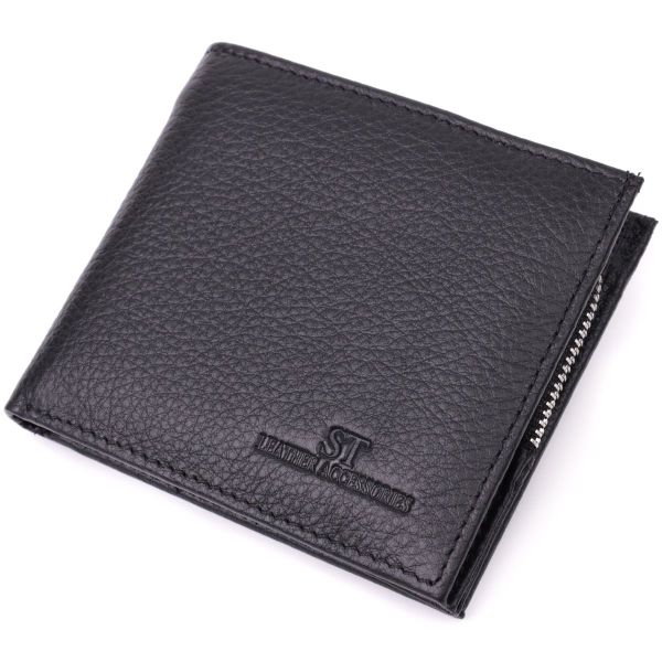 Гаманець середнього розміру з оригінальною монетницею ST Leather 22458 чорний