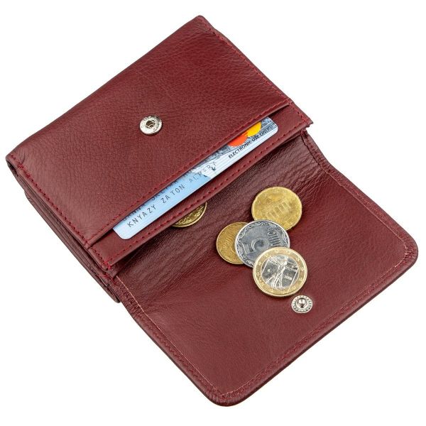 Компактный кошелек женский на кнопке ST Leather 18885 темно-красный.
