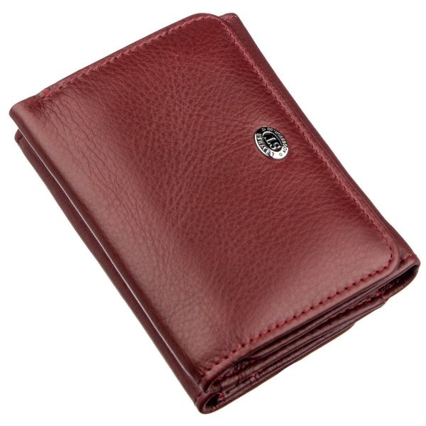Компактный кошелек женский на кнопке ST Leather 18885 темно-красный.