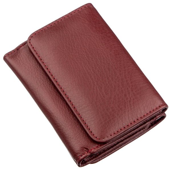 Компактный кошелек женский на кнопке ST Leather 18885 темно-красный.
