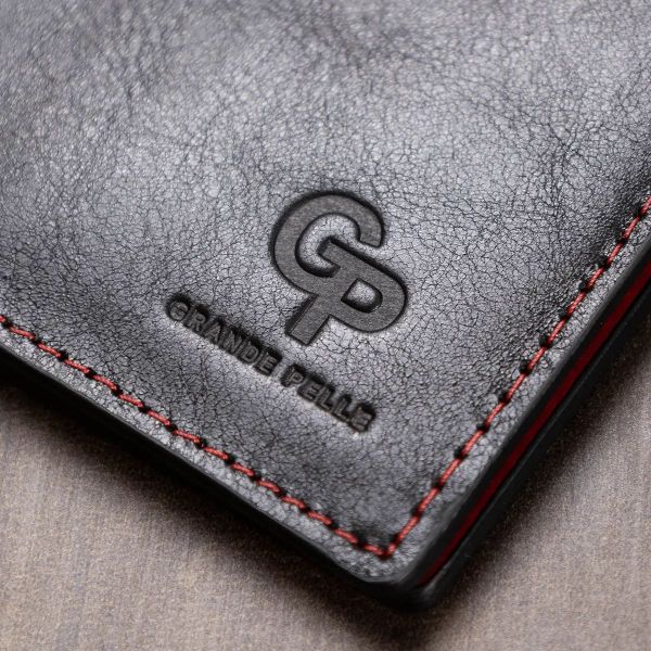 Шкіряний стильний затискач для грошей унісекс Grande Pelle 11541 чорний