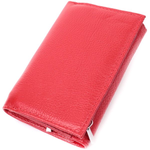 Шкіряний зручний жіночий гаманець у три складання ST Leather 22490 червоний