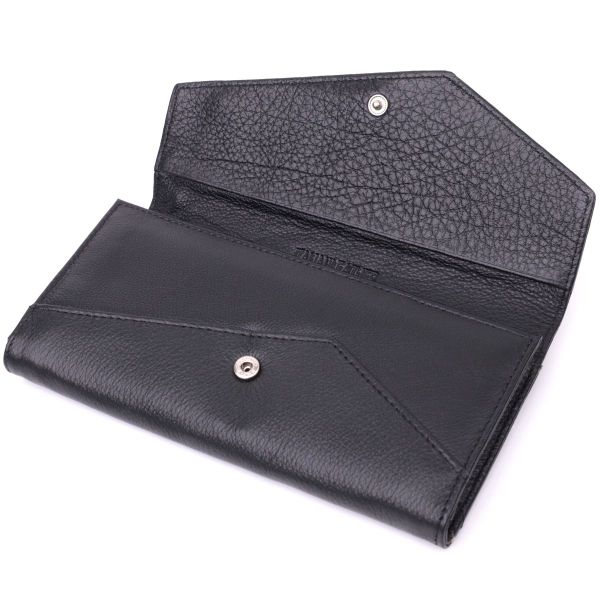 Шкіряний жіночий гаманець з геометричним клапаном ST Leather 22546 чорний