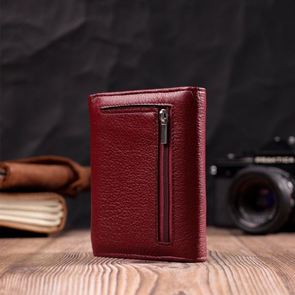 Шкіряний жіночий гаманець із монетницею ST Leather 19480 бордовий