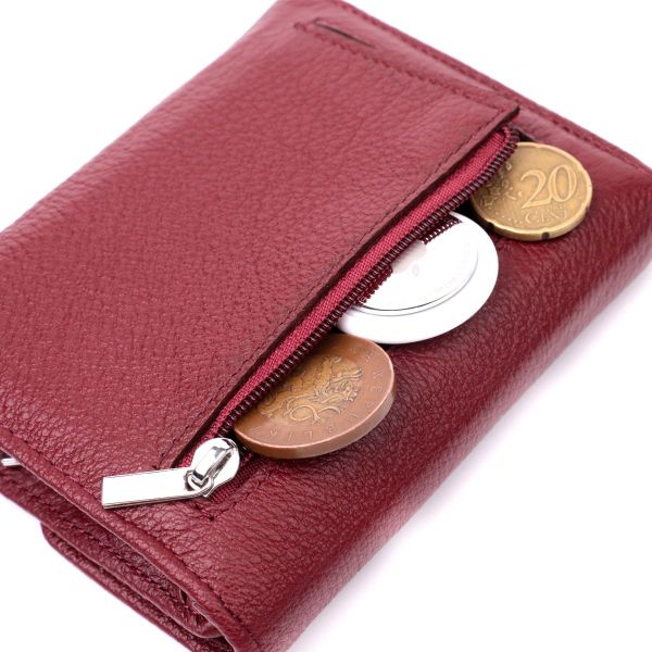 Шкіряний жіночий гаманець із монетницею ST Leather 19480 бордовий