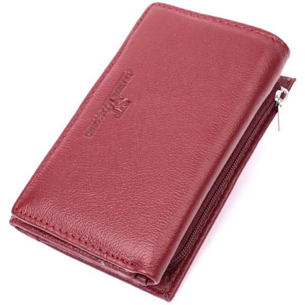 Шкіряний жіночий гаманець у три складання ST Leather 22489 бордовий