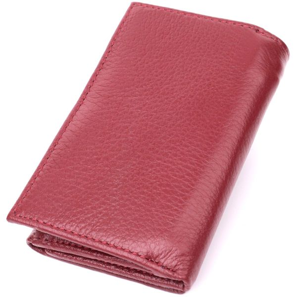 Шкіряний жіночий гаманець у три складання ST Leather 22489 бордовий