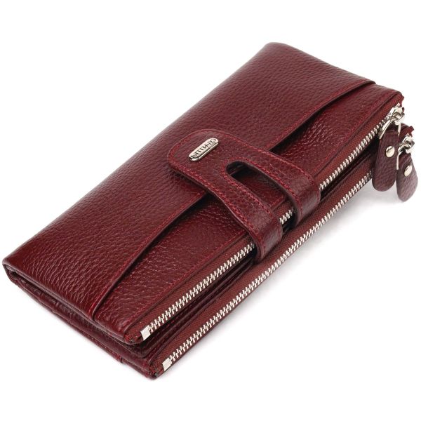 Красивый кошелек из натуральной зернистой кожи Canpellini 21636 бордовый