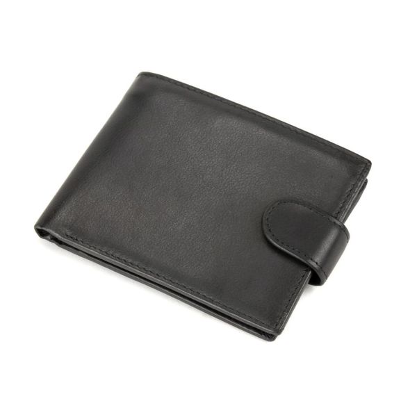 Портмоне чорне шкіряне на кнопці Tiding Bag M39-8068BRA
