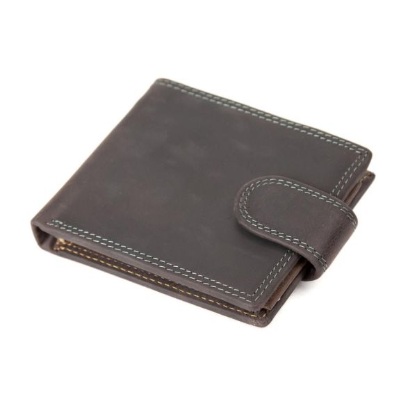 Вінтажне портмоне коричневе на кнопці Tiding Bag M39-FA27DB