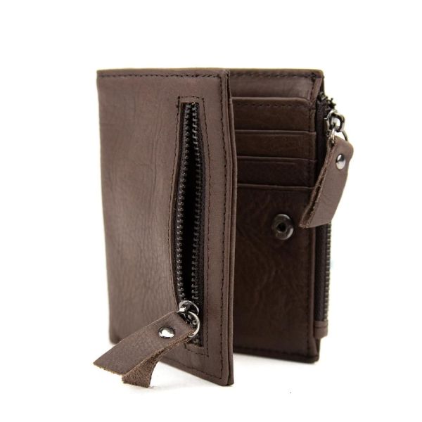 М'яке шкіряне портмоне на кнопці Tiding Bag M39-FA852C коричневе
