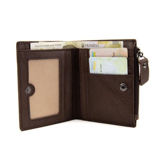 М'яке шкіряне портмоне на кнопці Tiding Bag M39-FA852C коричневе