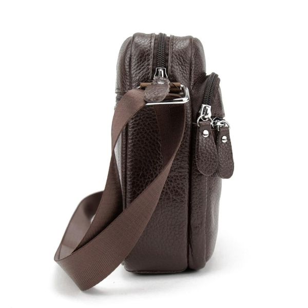 Шкіряний компактний чоловічий месенджер коричневий Tiding Bag M56-0080C