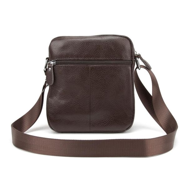 Шкіряний компактний чоловічий месенджер коричневий Tiding Bag M56-0080C