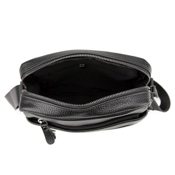 Шкіряний маленький чоловічий месенджер чорний Tiding Bag M56-0187A