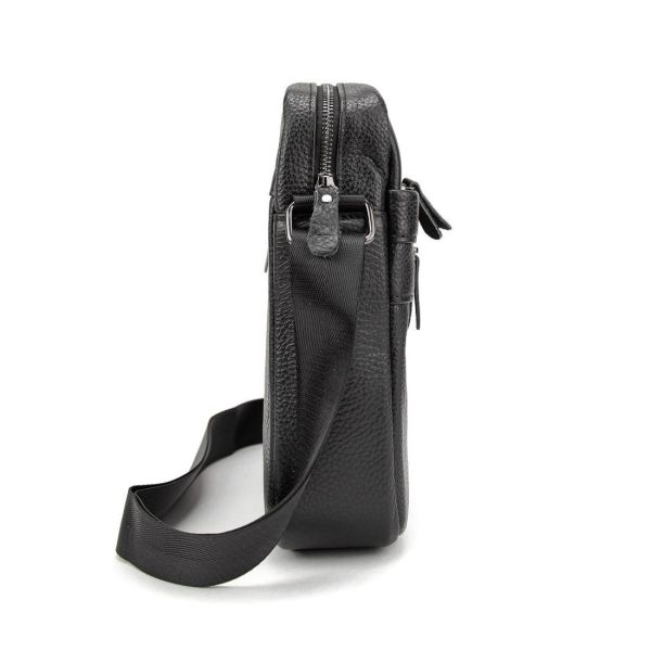 Шкіряний маленький чоловічий месенджер чорний Tiding Bag M56-0187A
