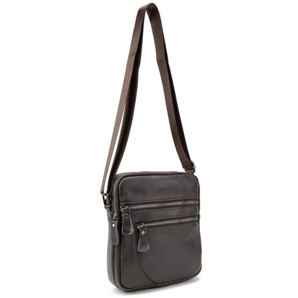 Чоловіча шкіряна сумка через плече Tiding Bag M56-3646-1C коричнева