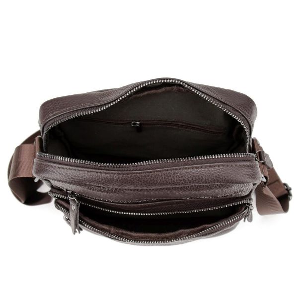 Чоловіча шкіряна сумка через плече Tiding Bag M56-9981C коричнева