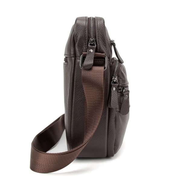 Чоловіча шкіряна сумка через плече Tiding Bag M56-9981C коричнева