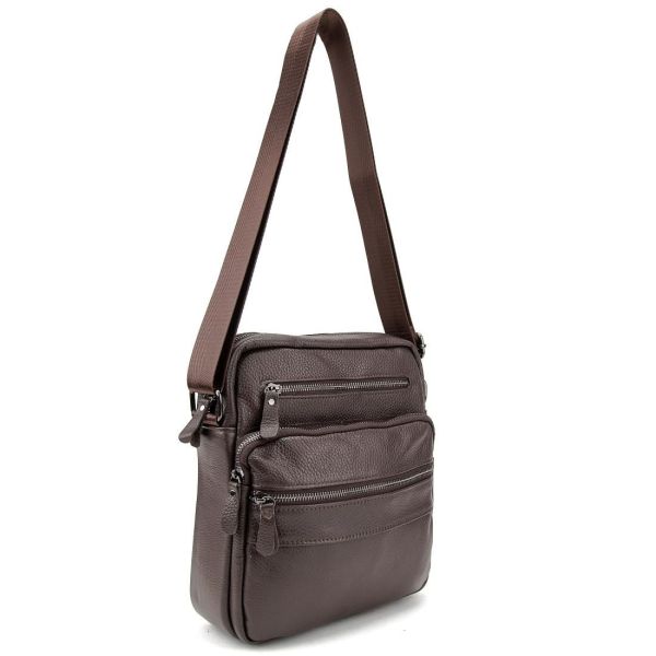 Чоловіча шкіряна сумка через плече Tiding Bag M56-9981C коричнева