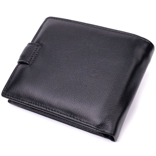 Чоловічий гаманець середнього розміру із натуральної шкіри ST Leather 22444 чорний