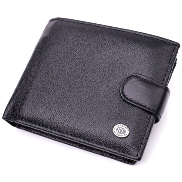 Чоловічий горизонтальний гаманець із натуральної шкіри ST Leather 22466 чорний
