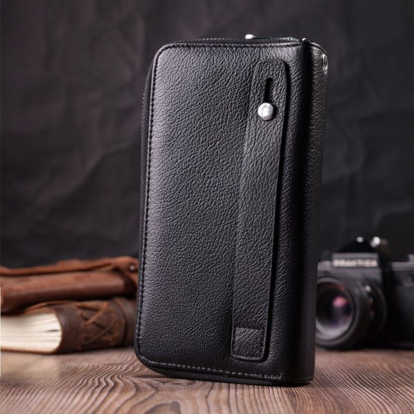 Чоловічий клатч на два відділення з натуральної шкіри ST Leather 22531 чорний