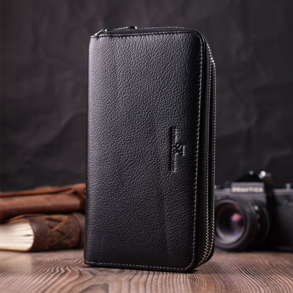 Чоловічий клатч на два відділення з натуральної шкіри ST Leather 22531 чорний