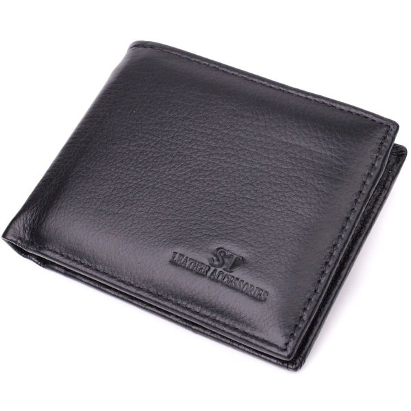 Чоловічий гаманець-затиск з натуральної шкіри ST Leather 22460 чорний