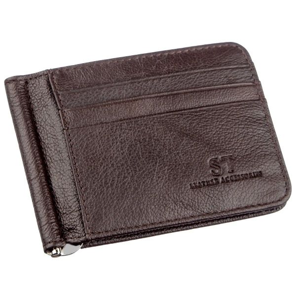 Стильний чоловічий затискач ST Leather 18941 коричневий