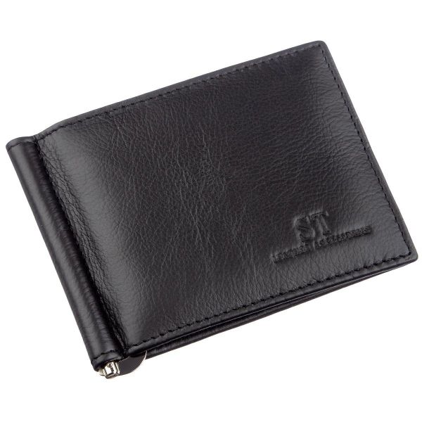 Затискач із монетницею на блискавці ST Leather 18948 чорний