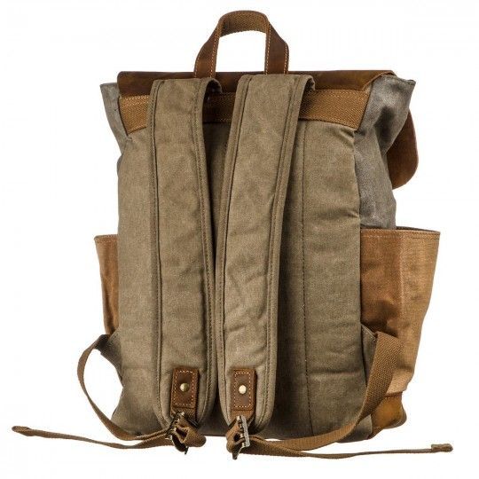 Зручний рюкзак з кишенями canvas 20111 Vintage сірий-коричневий