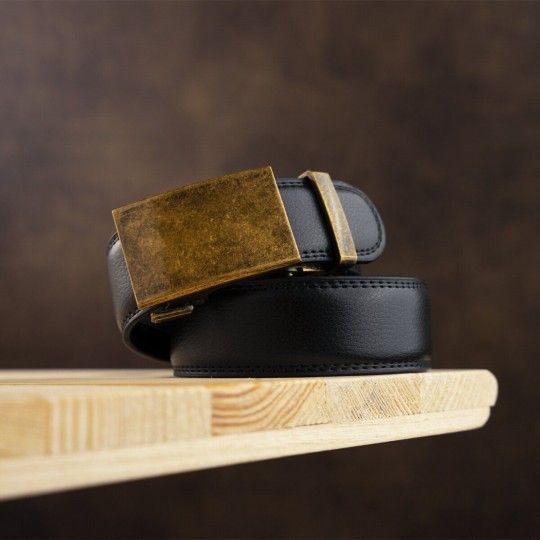 Ремень мужской с латунной пряжкой 20310 Vintage черный