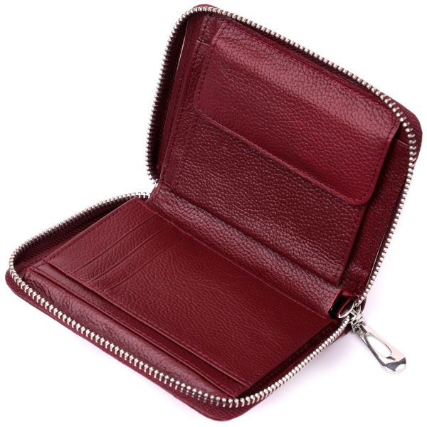Портмоне для жінок на блискавці з натуральної шкіри ST Leather 19487 бордовий