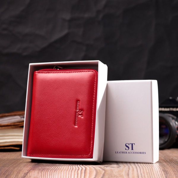 Симпатичний жіночий гаманець із натуральної шкіри ST Leather 22448 червоний