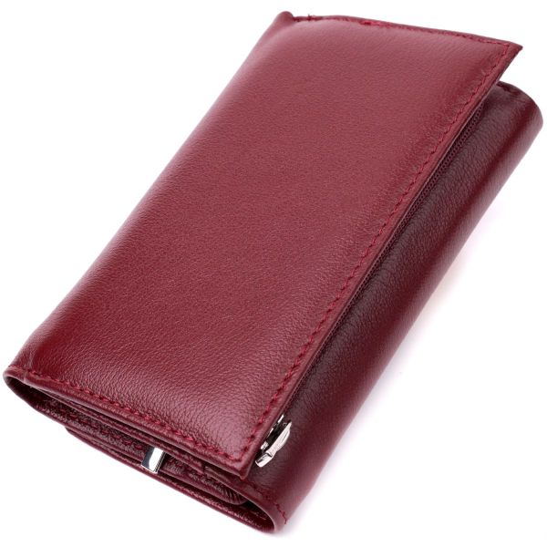 Симпатичний жіночий гаманець у три складання з натуральної шкіри ST Leather 19470 бордовий