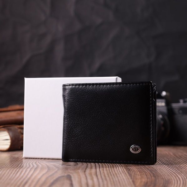 Стильний чоловічий гаманець із натуральної шкіри ST Leather 22457 чорний