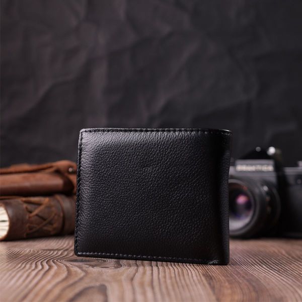 Стильний чоловічий гаманець із натуральної шкіри ST Leather 22457 чорний