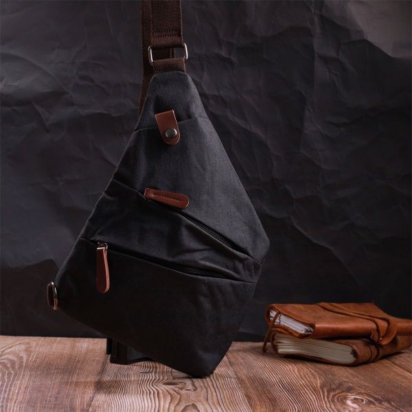 Сумка через плече для чоловіків з текстилю Vintage 22196 чорний