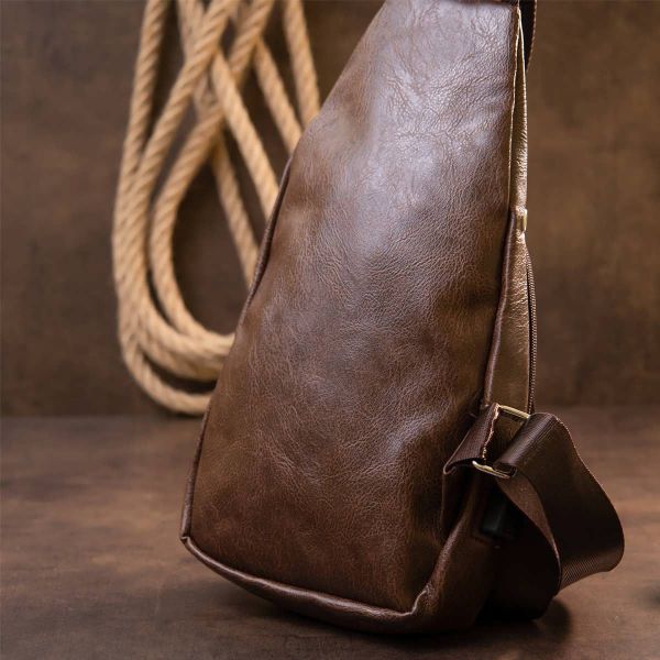 Сумка кросс боди смарт из кожзама 20572 Vintage коричневая