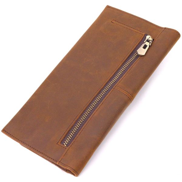 Тонкий чоловічий гаманець з натуральної вінтажної шкіри 21296 Vintage коричневий