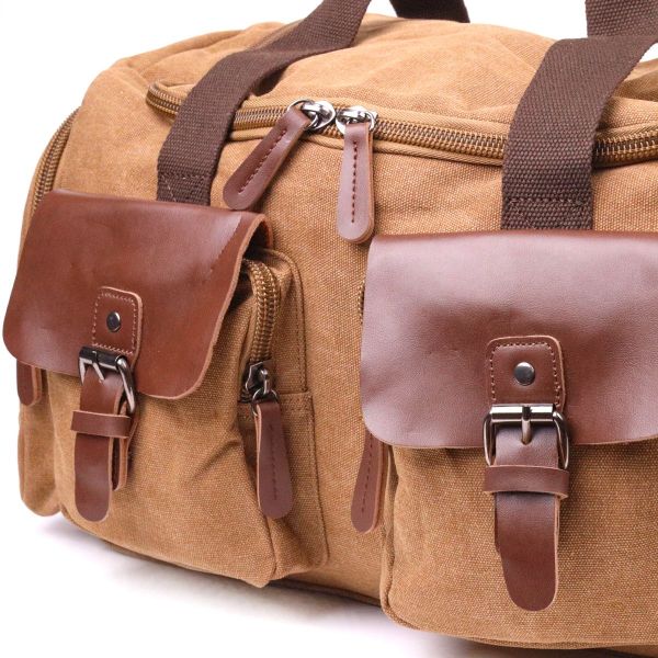 Зручна дорожня сумка із щільного текстилю 21239 Vintage коричнева
