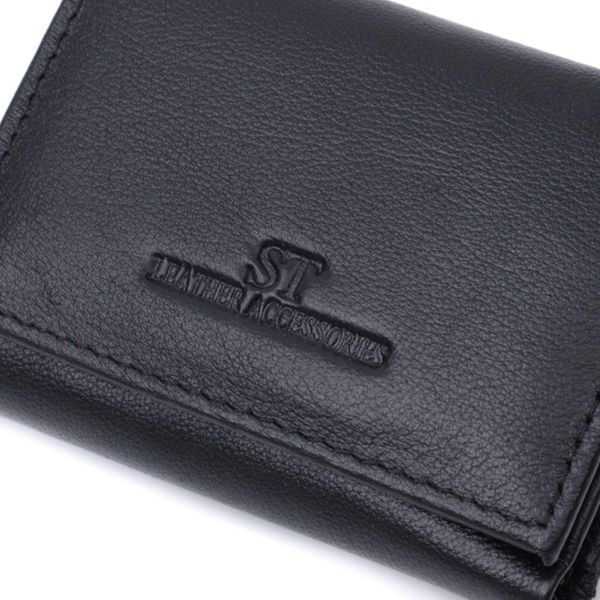 Зручний компактний гаманець з монетницею із натуральної шкіри ST Leather 22742 чорний
