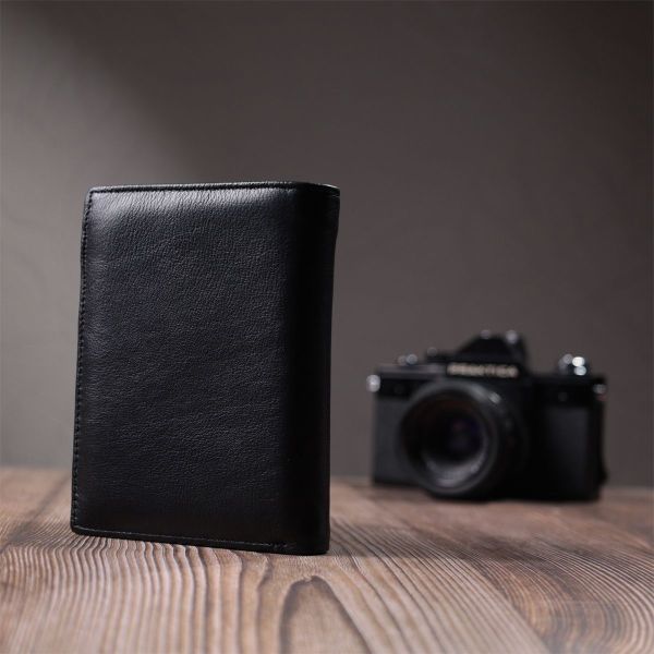 Вертикальне чоловіче портмоне з натуральної шкіри ST Leather 22733 чорне