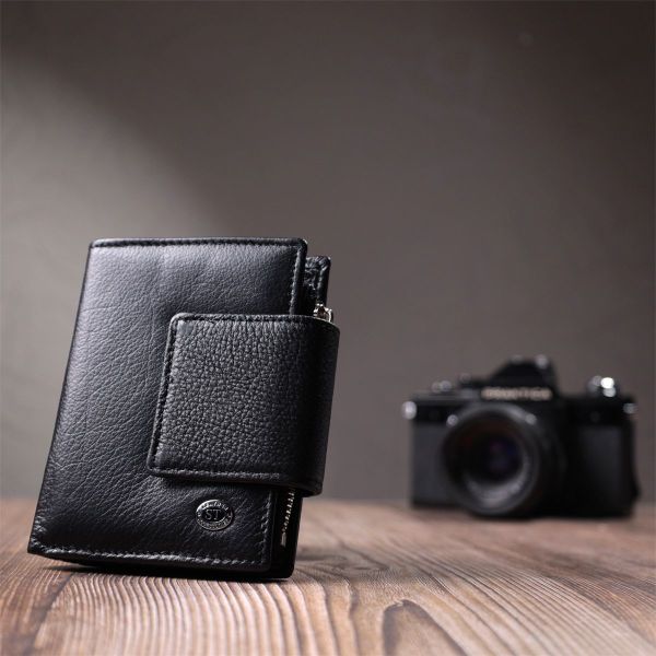 Вертикальний гаманець для жінок із натуральної шкіри ST Leather 22703 чорний