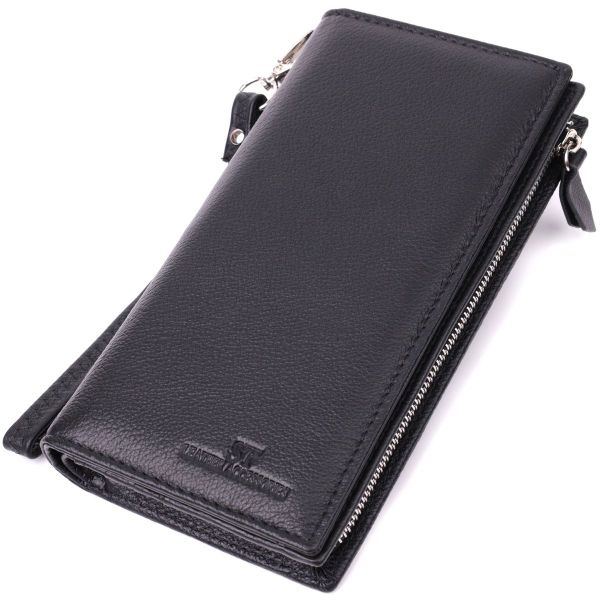 Вертикальний гаманець-клатч унісекс із натуральної шкіри ST Leather 22532 чорний