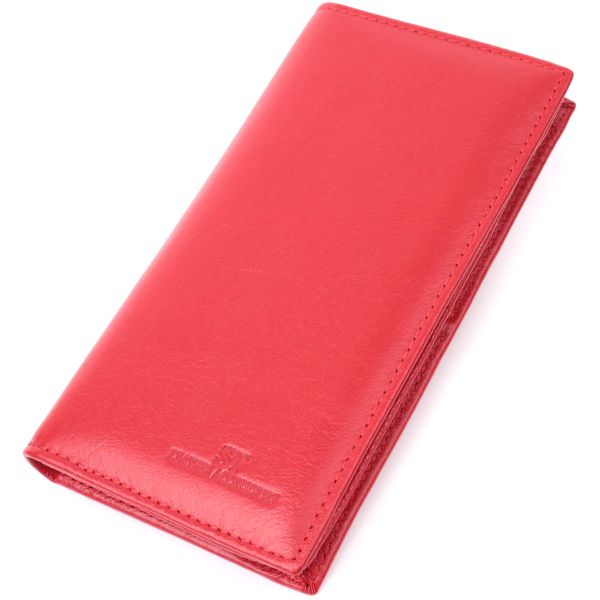 Вертикальний жіночий гаманець на магнітах із натуральної шкіри ST Leather 22539 червоний