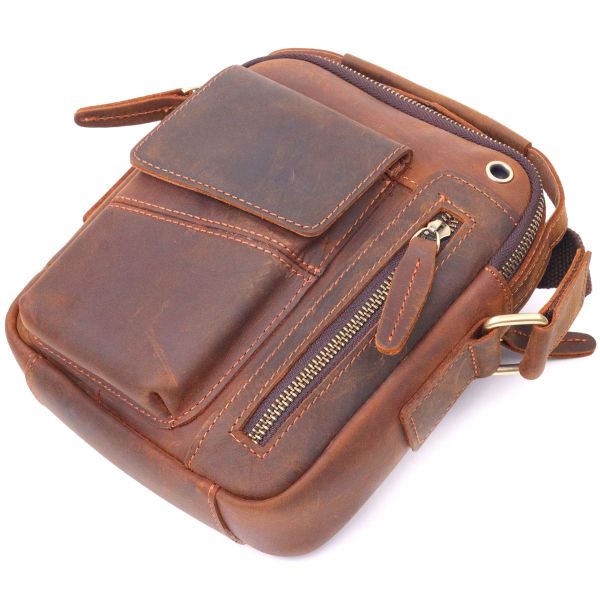 Вінтажна чоловіча сумка з натуральної шкіри 21293 Vintage коричнева